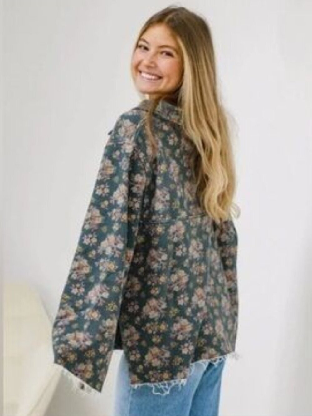Natural Life State Floral Blooms Blue Easy Does It Sweatshirt 54547 - Picture 2 of 14